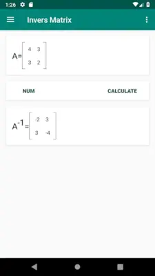 Invers Matrix android App screenshot 1